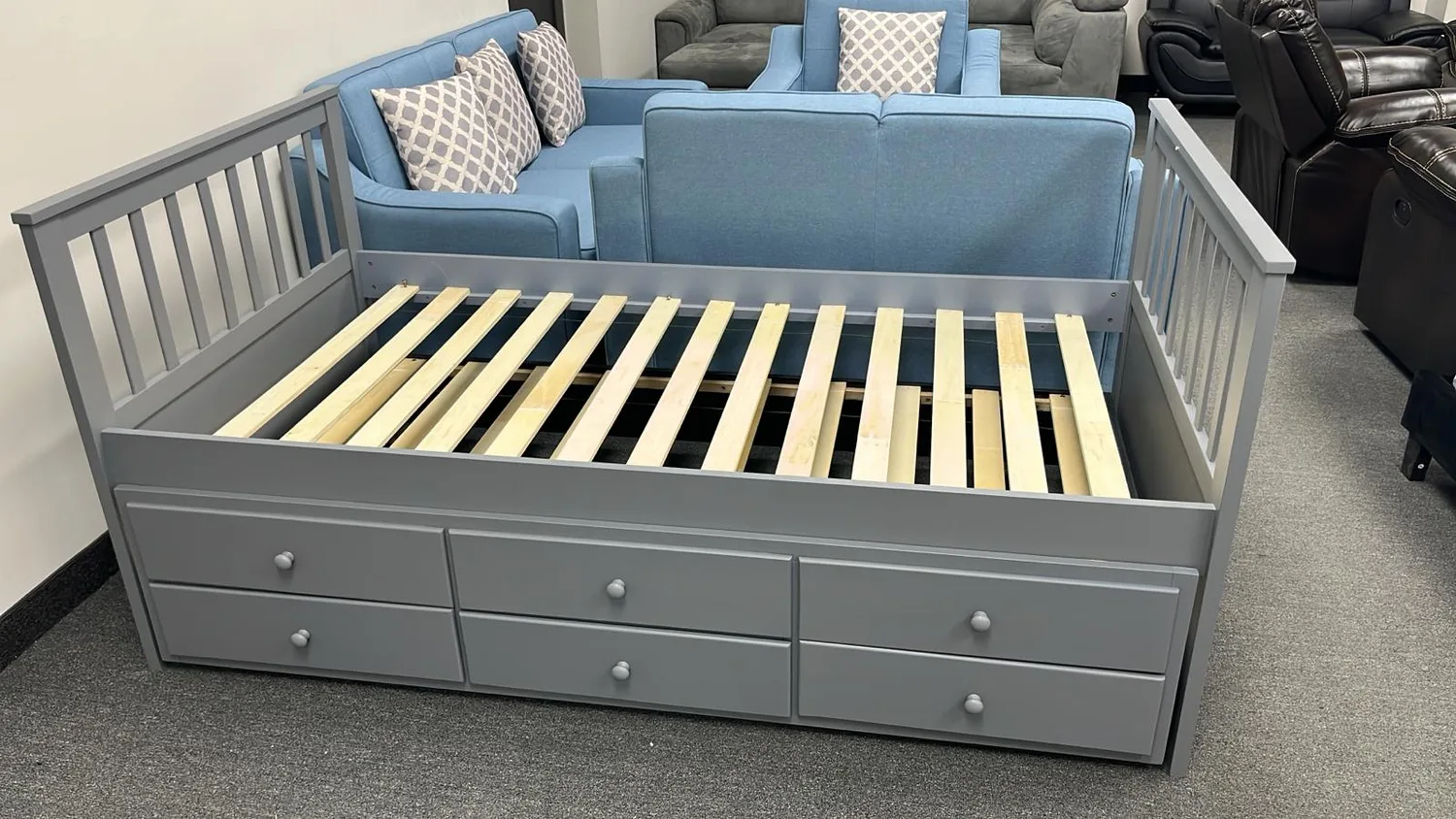 IF-314 - Twin Over Twin Wooden Trundle Bed With Storage Drawers